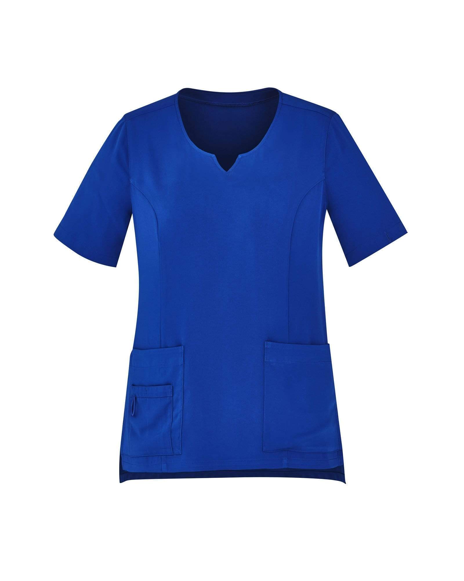 Biz Care Womens  Avery Tailored Fit Round Neck Scrub Top CST942LS Health & Beauty Biz Care Electric Blue XXS 